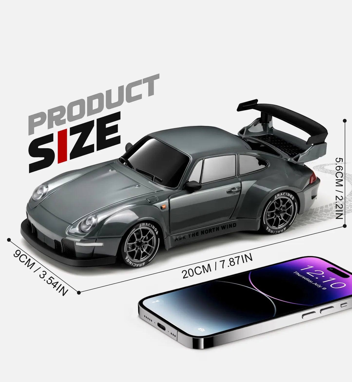 1:24 Scale 4WD RC Drift Car – USB Rechargeable Remote Control Car with LED Lights