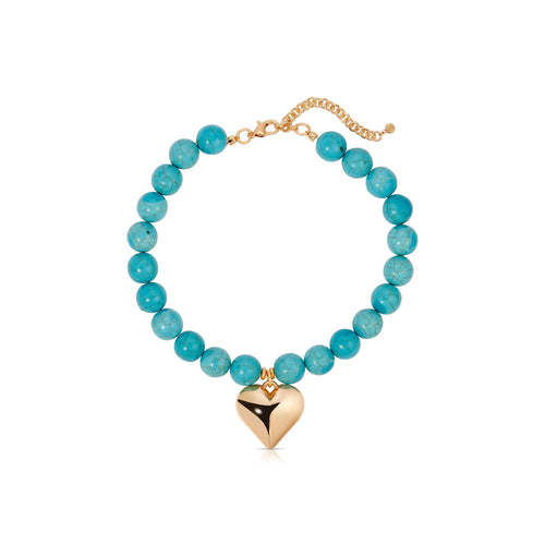 18K Gold Plated Turquoise Heart Necklace for Women