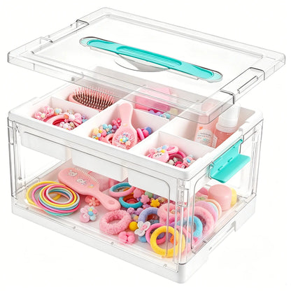 Clear Craft Storage Bin with Removable Trays & Adjustable Dividers