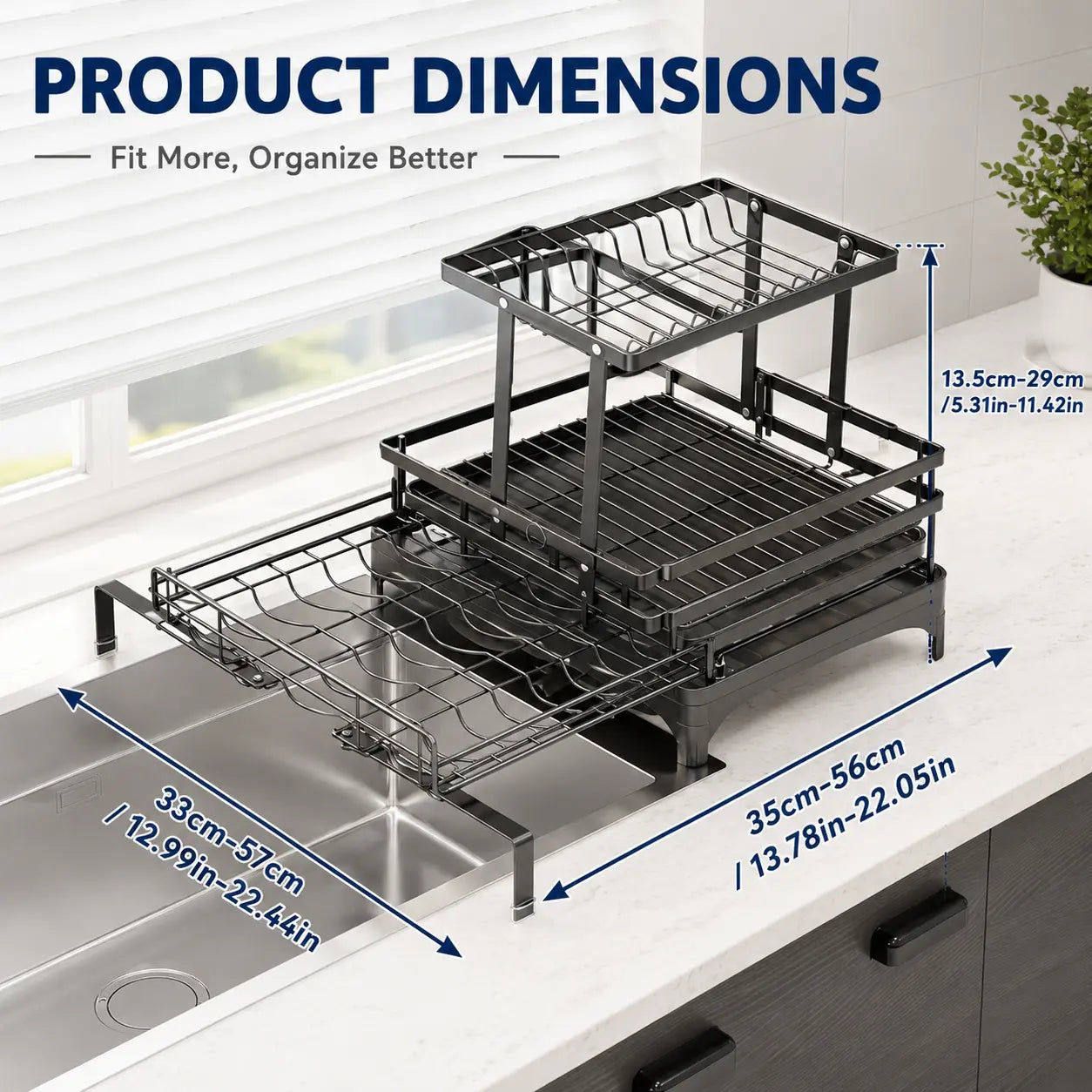Foldable Over Sink Dish Drying Rack - 2-Tier Space-Saving Organizer