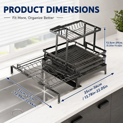 Foldable Over Sink Dish Drying Rack - 2-Tier Space-Saving Organizer
