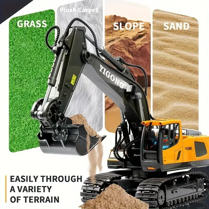 1:20 RC Alloy Excavator – 2.4GHz Rechargeable Remote Control Construction Vehicle
