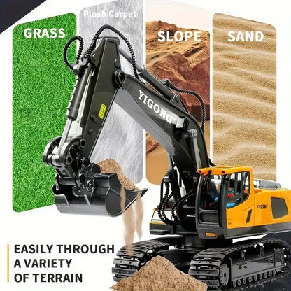 1:20 RC Alloy Excavator – 2.4GHz Rechargeable Remote Control Construction Vehicle