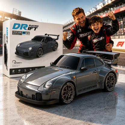1:24 Scale 4WD RC Drift Car – USB Rechargeable Remote Control Car with LED Lights