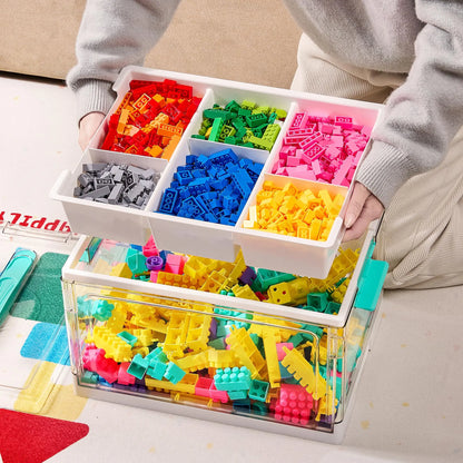 Clear Craft Storage Bin with Removable Trays & Adjustable Dividers