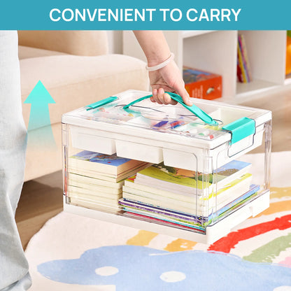 Clear Craft Storage Bin with Removable Trays & Adjustable Dividers
