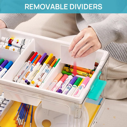 Clear Craft Storage Bin with Removable Trays & Adjustable Dividers