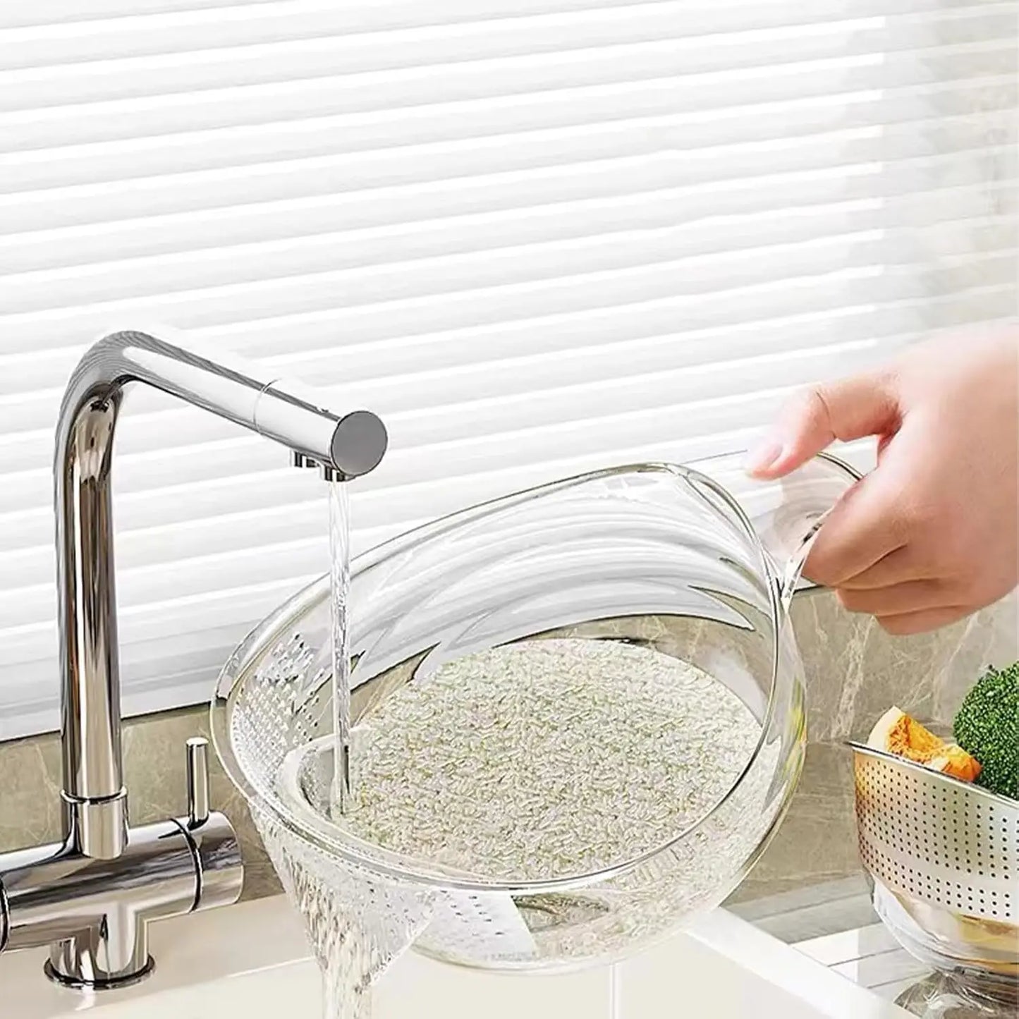 Multifunction Rice Strainer Bowl – BPA-Free Kitchen Colander with Handle