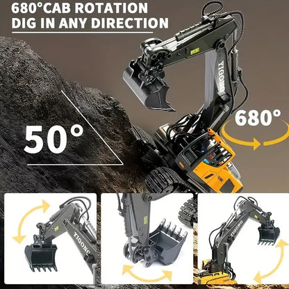 1:20 RC Alloy Excavator – 2.4GHz Rechargeable Remote Control Construction Vehicle
