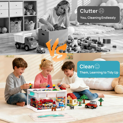 Clear Craft Storage Bin with Removable Trays & Adjustable Dividers