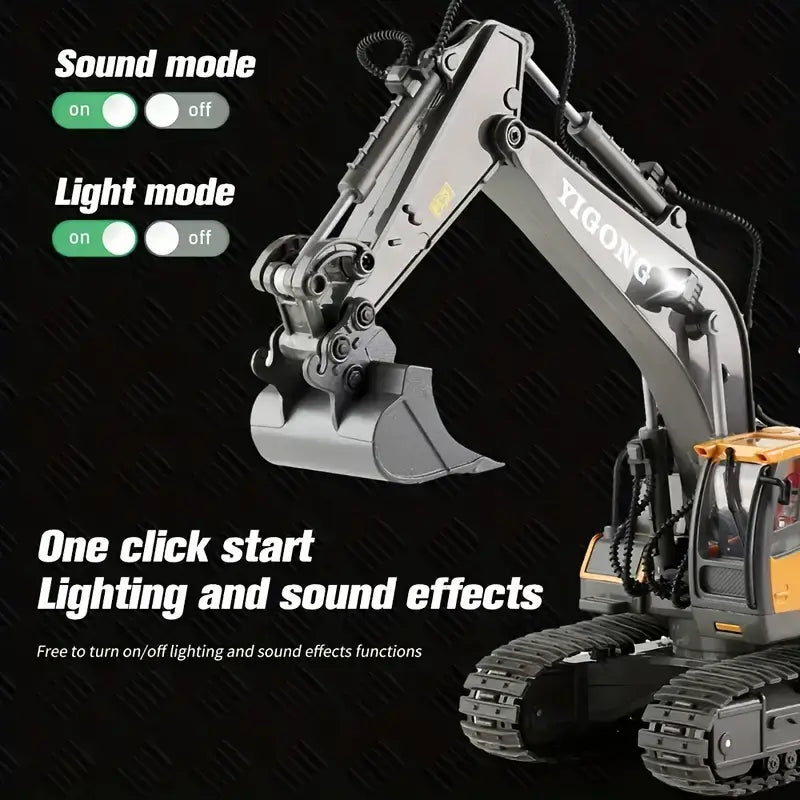 1:20 RC Alloy Excavator – 2.4GHz Rechargeable Remote Control Construction Vehicle
