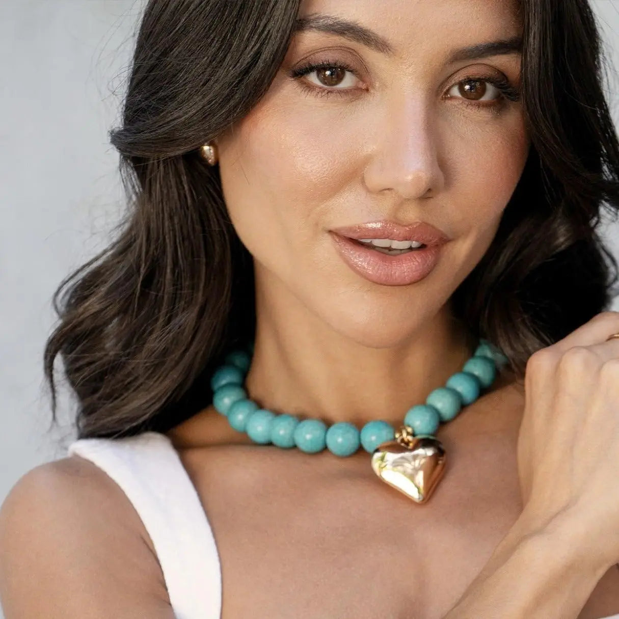 18K Gold Plated Turquoise Heart Necklace for Women