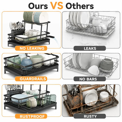 Foldable Over Sink Dish Drying Rack - 2-Tier Space-Saving Organizer