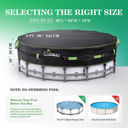 Round Above Ground Pool Cover – Heavy Duty UV Resistant Solar Tarp with Heat Protection & Rope Tie