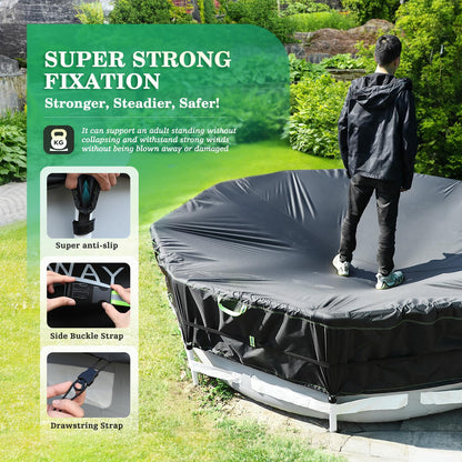 Round Above Ground Pool Cover – Heavy Duty UV Resistant Solar Tarp with Heat Protection & Rope Tie