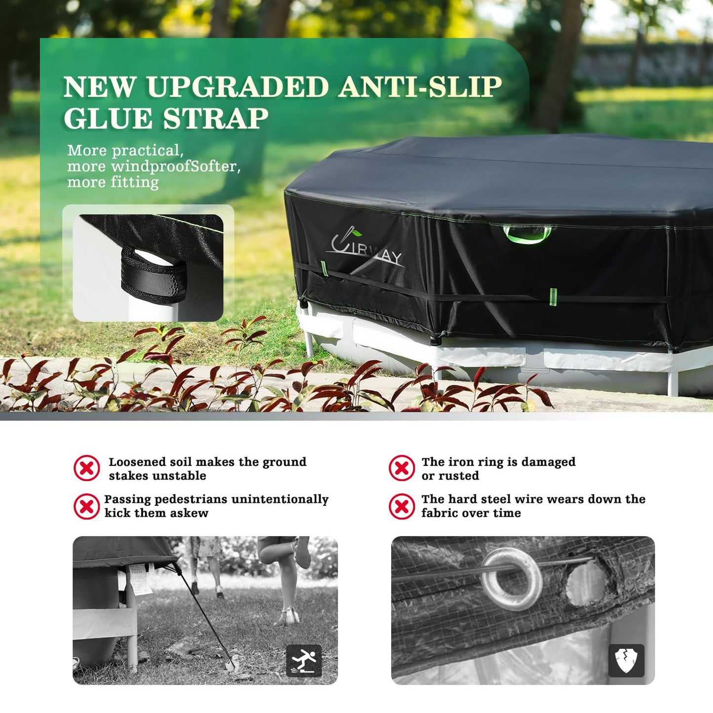 Round Above Ground Pool Cover – Heavy Duty UV Resistant Solar Tarp with Heat Protection & Rope Tie