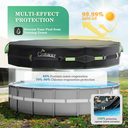 Round Above Ground Pool Cover – Heavy Duty UV Resistant Solar Tarp with Heat Protection & Rope Tie