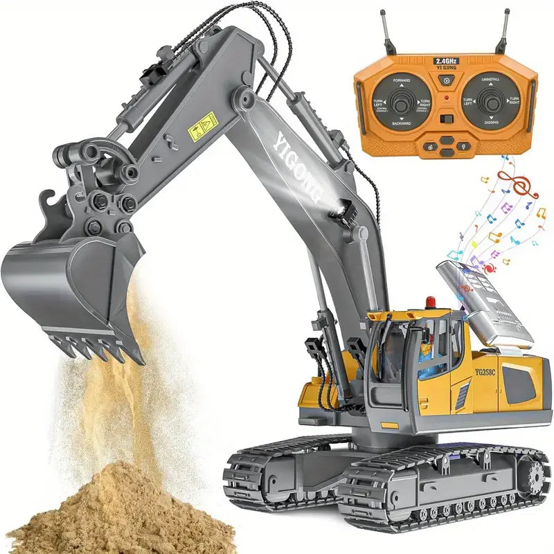 1:20 RC Alloy Excavator – 2.4GHz Rechargeable Remote Control Construction Vehicle