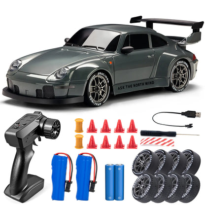 1:24 Scale 4WD RC Drift Car – USB Rechargeable Remote Control Car with LED Lights