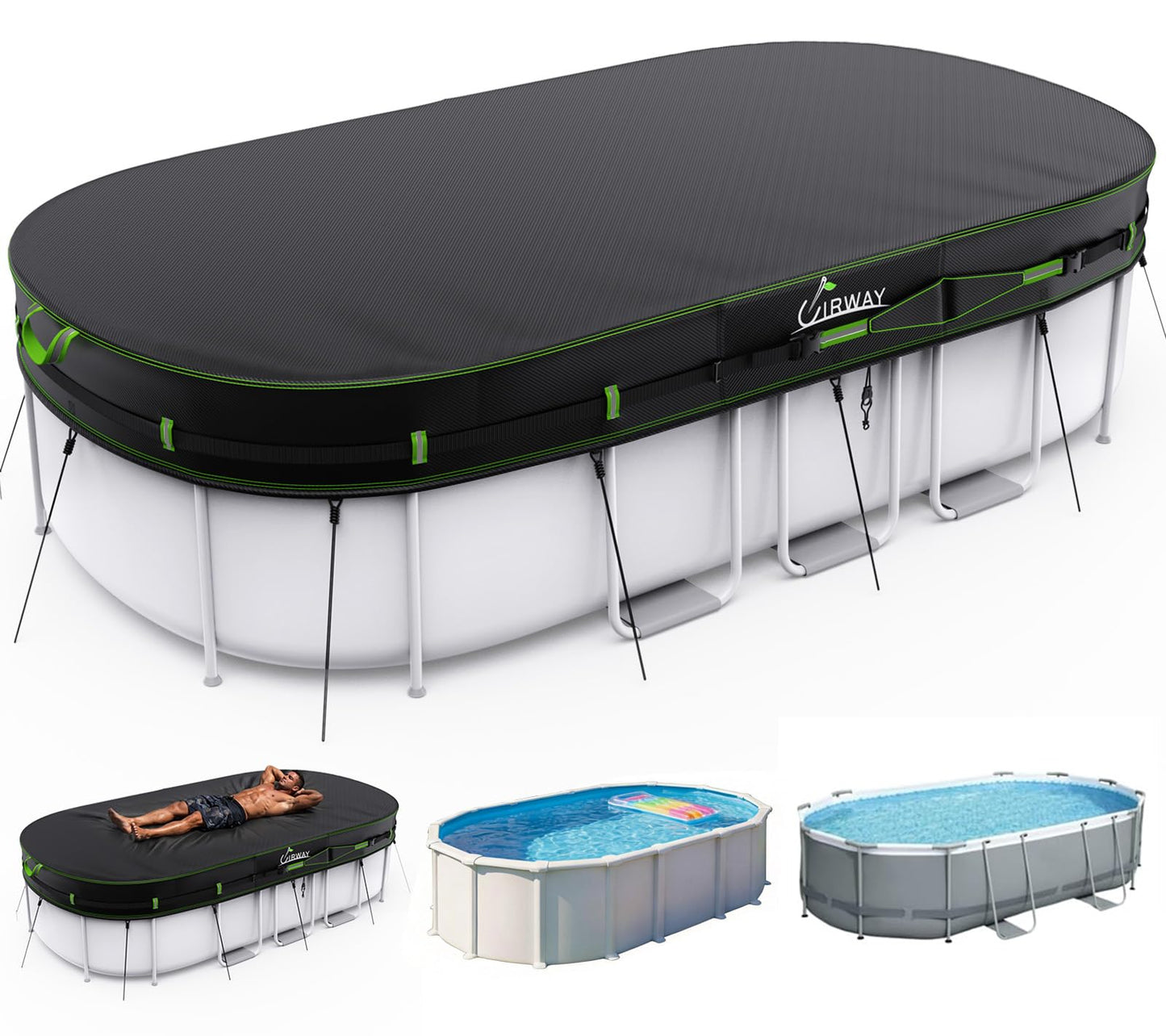 Round Above Ground Pool Cover – Heavy Duty UV Resistant Solar Tarp with Heat Protection & Rope Tie